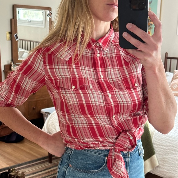 Levi’s flannel pearl button up shirt. - Picture 1 of 5